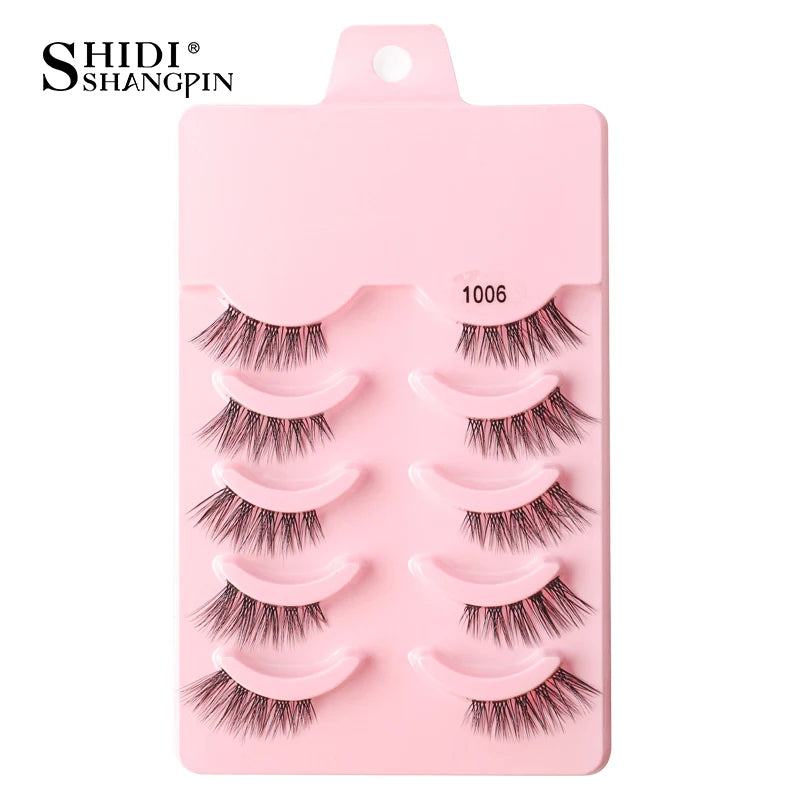 SHIDISHANGPIN 5/10Pairs False Lashes Cat Eye Eyelashes Eyelash Extension 3D Mink Half Lashes Natural Makeup faux Cils maquiagem - Blinksy